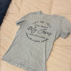 Heather Gray Crew Neck Short Sleeve Tee with Graphic Design